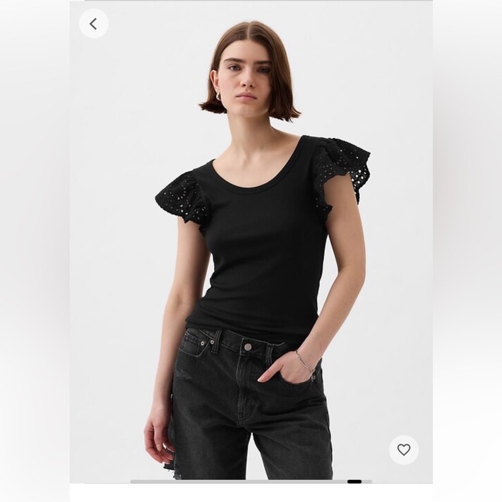Black Ribbed Eyelet Sleeve Women's Top Tall